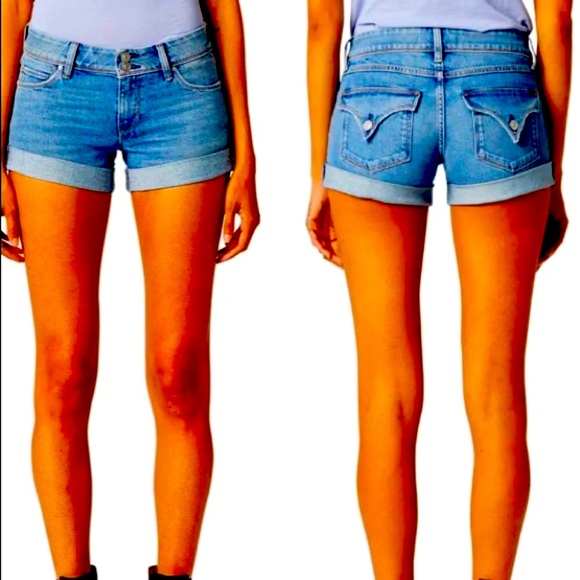 Hudson 24 x 3.5” Croxley Cuff Shorts in Polly distressed stretch denim jean EUC - Picture 2 of 12